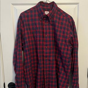 Brooks Brothers Madison fit flannel shirt. Size Medium. Navy and red plaid.